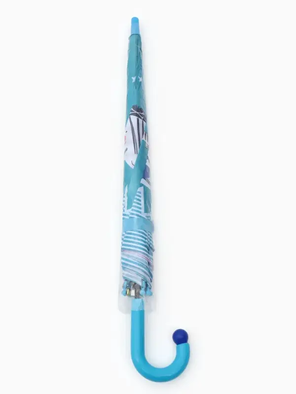 Зонт - трость детский &laquo;Зебра&raquo;, полуавтоматический, R=43/50 см, бирюзовый