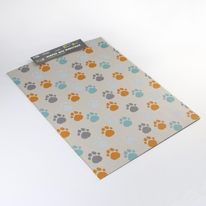 Коврик под миску «Лапки светлые», 52х38х0,3см Коврик под миску «Лапки светлые», 52х38х0,3см