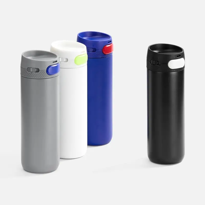 Термостакан X1 с цветной кнопкой, черный с белым