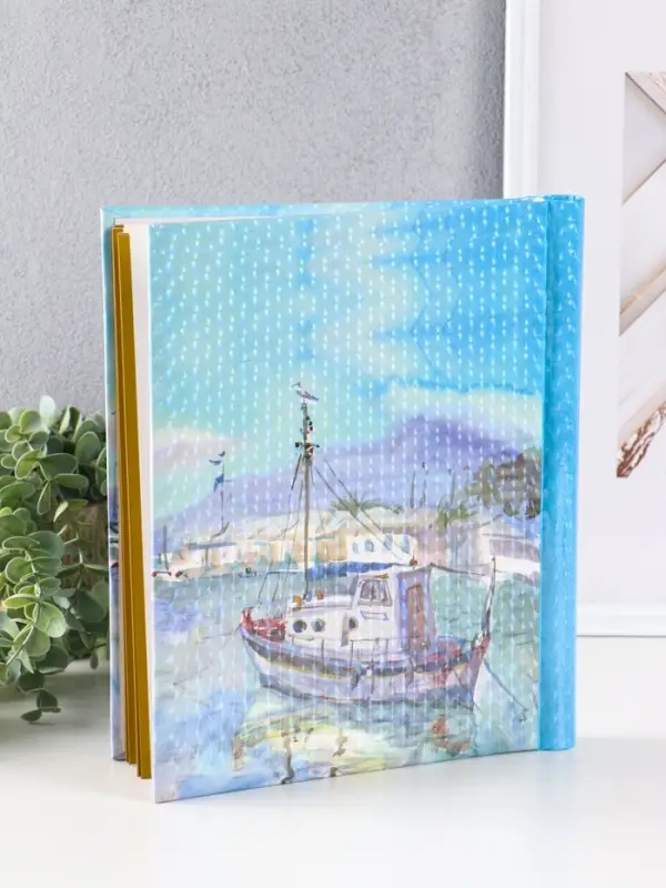 Фотоальбом 10 магнитных листов "Причал" 23X28см, пер-т внутр.спираль, 3D эффект