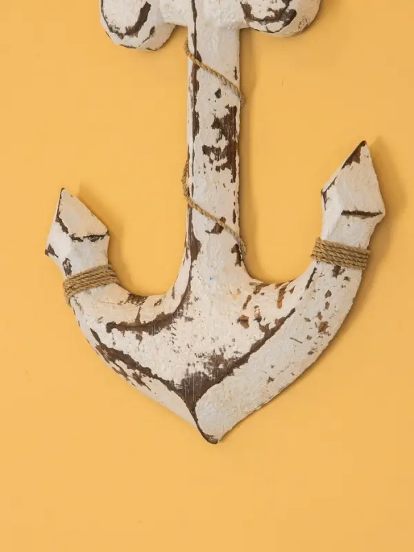 Декор интерьерный "Якорь" дерево 23х2х40 см, цв. бело-коричневый