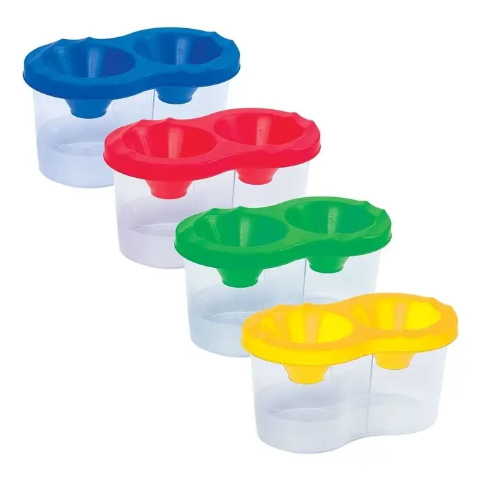 Стакан - непроливайка для рисования двойной Calligrata, 150 мл &times;2, с держателем для кистей, МИКС