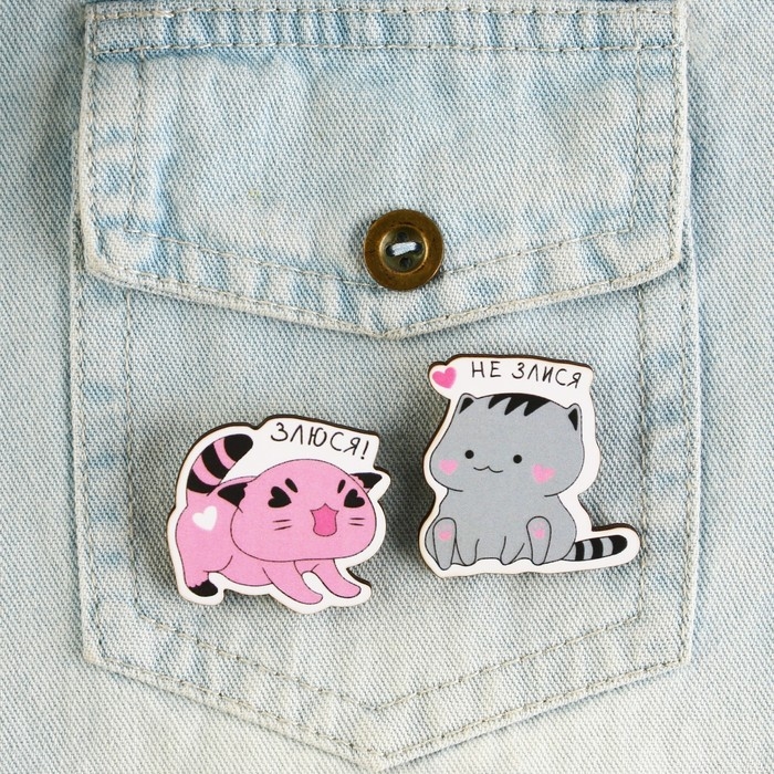 Значки деревянные «Я буду тебя бесить», 2 шт. Значки деревянные «Я буду тебя бесить», 2 шт.