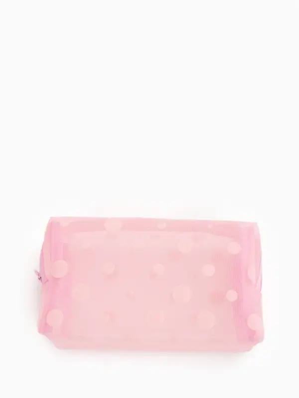 Косметичка дор Горох, сетка 18*7,5*10, отд на молнии, розовый Косметичка дор Горох, сетка 18*7,5*10, отд на молнии, розовый