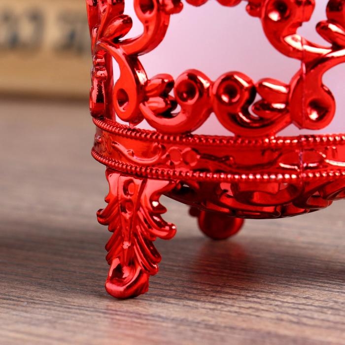 Подсвечник стекло, пластик на 1 свечу Подсвечник стекло, пластик на 1 свечу "Цветы" красный 6,5х6х6 см