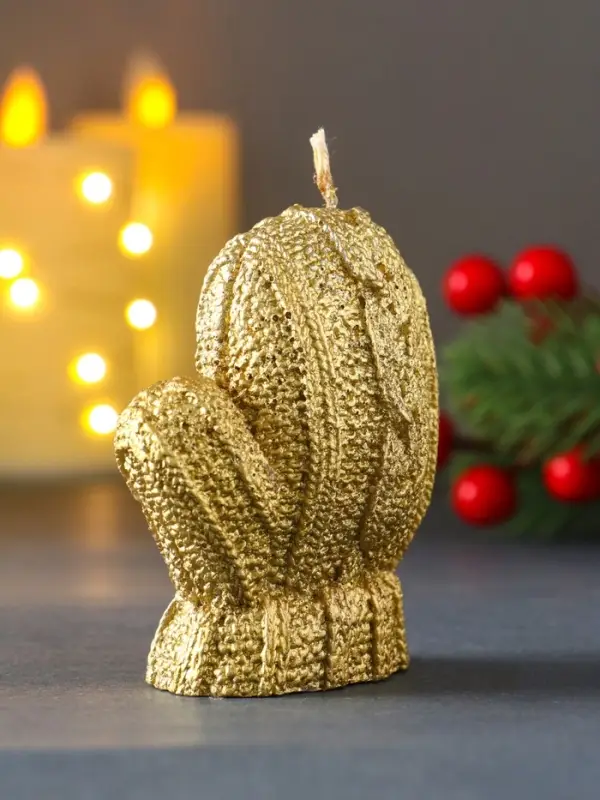 Свеча декоративная &laquo;Варежка&raquo;, лак золото