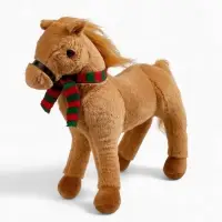 POMPOSHKI Мягкая игрушка Лошадка в шарфе, коричневая
