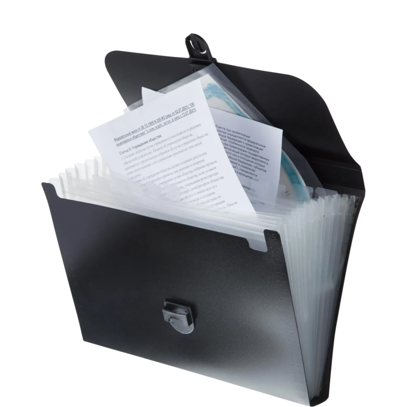 Портфель-картотека пластик ATTACHE черн.BF12/7 12 отд. Росси