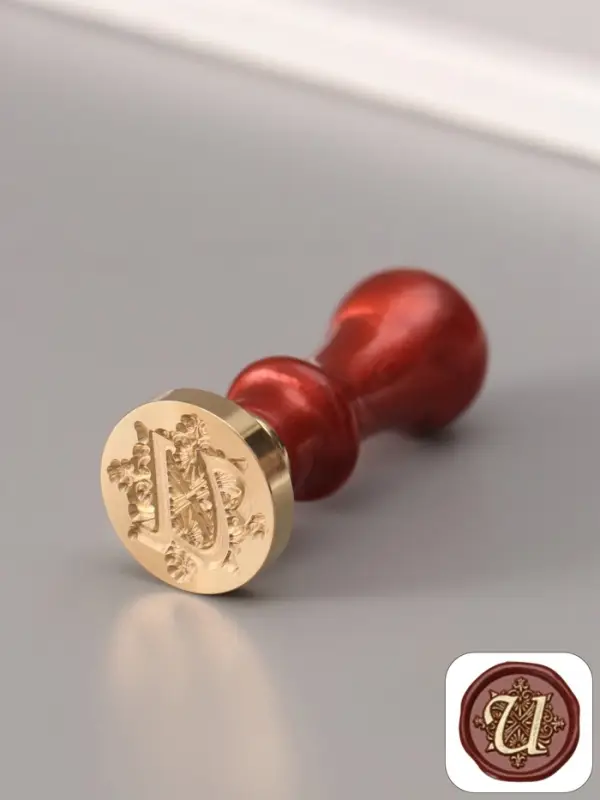 Печать для сургуча с пластиковой ручкой &laquo;Буква U на вензеле&raquo;, 2.5&times;2.5&times;6.3 см