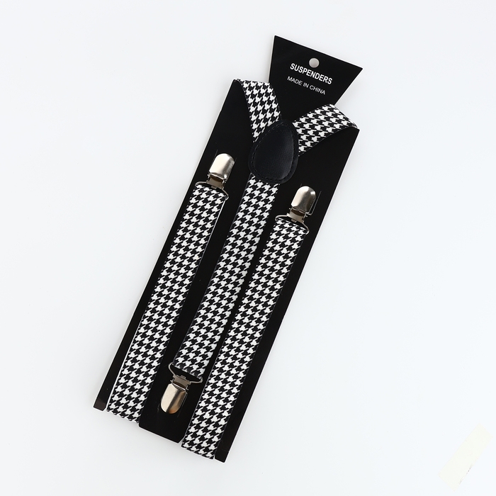 Подтяжки взрослые, ширина 2,5 см, цвет чёрный/белый Подтяжки взрослые, ширина 2,5 см, цвет чёрный/белый