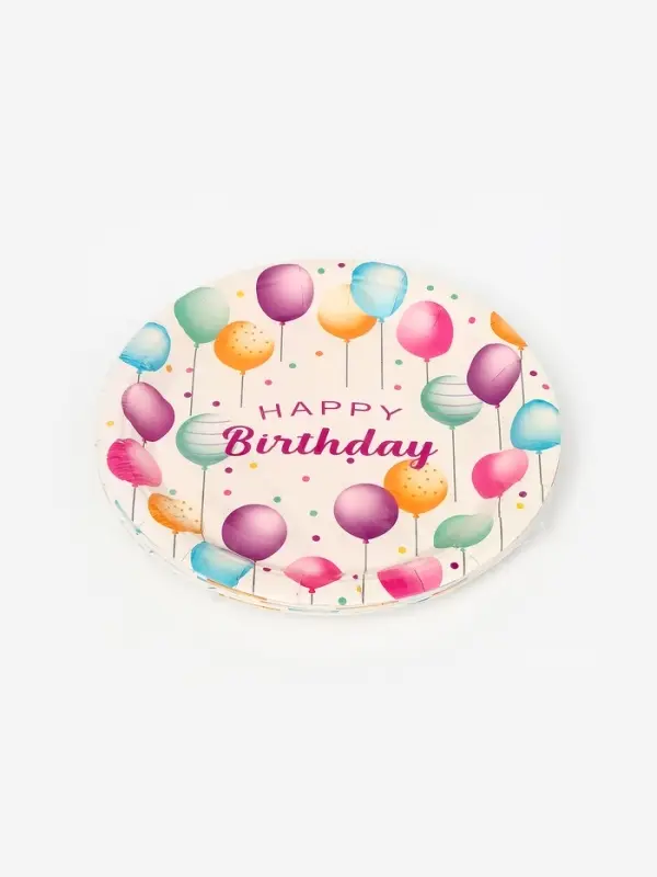 Тарелки одноразовые бумажные Happy birthday, 10 шт.