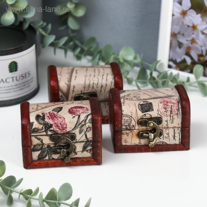 Шкатулка дерево сундучок  Шкатулка дерево сундучок "Цветущий город" 6х8х5,5 см