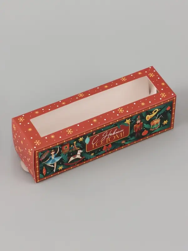 Коробочка для макарун новогодняя &laquo;С Новым годом. Щелкунчик&raquo;, 18&times;5.5&times;5.5 см
