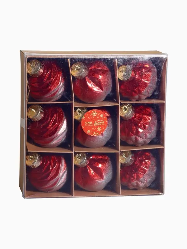 Набор ёлочных шаров &laquo;Таффи&raquo;, 9 шт., d=8 см, красный