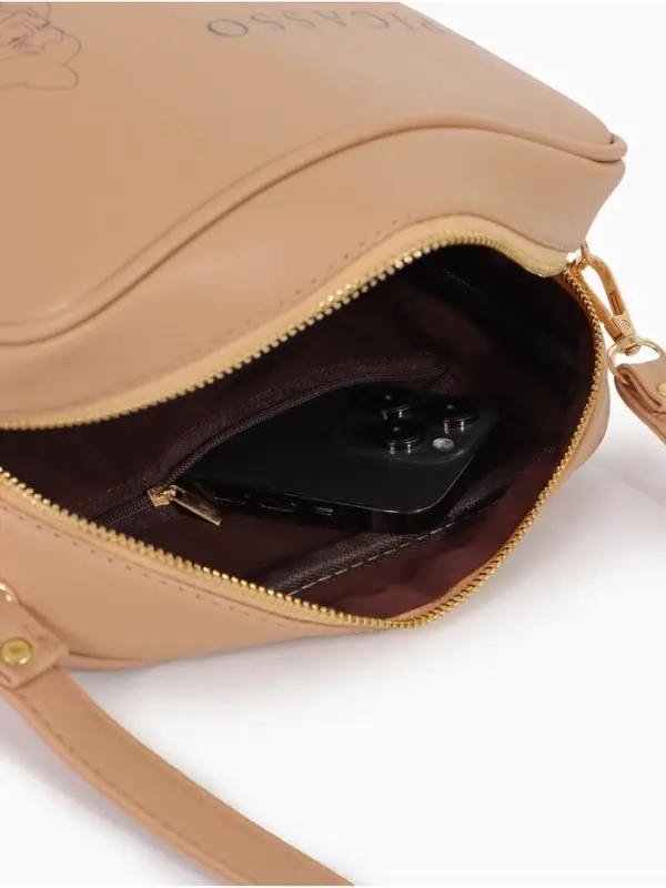 Сумка женская кросс-боди TEXTURA на молнии, 22&times;8&times;17 см, с принтом, бежевая