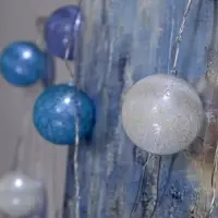 Гирлянда &laquo;Нить&raquo; 5 м с насадками &laquo;Клубки серо-зелёные&raquo;, IP20, прозрачная нить, 20 LED, свечение белое, 220 В