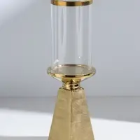 Подсвечник на 1 свечу &laquo;Буэно&raquo;, керамика, стекло, d=7.5 см, золото, 9.5&times;9.5&times;29.5 см