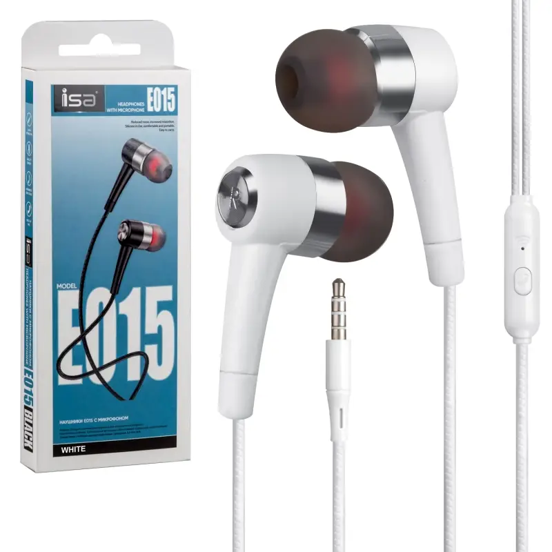 Наушники ISA E15 с микрофоном белые Наушники ISA E15 с микрофоном белые