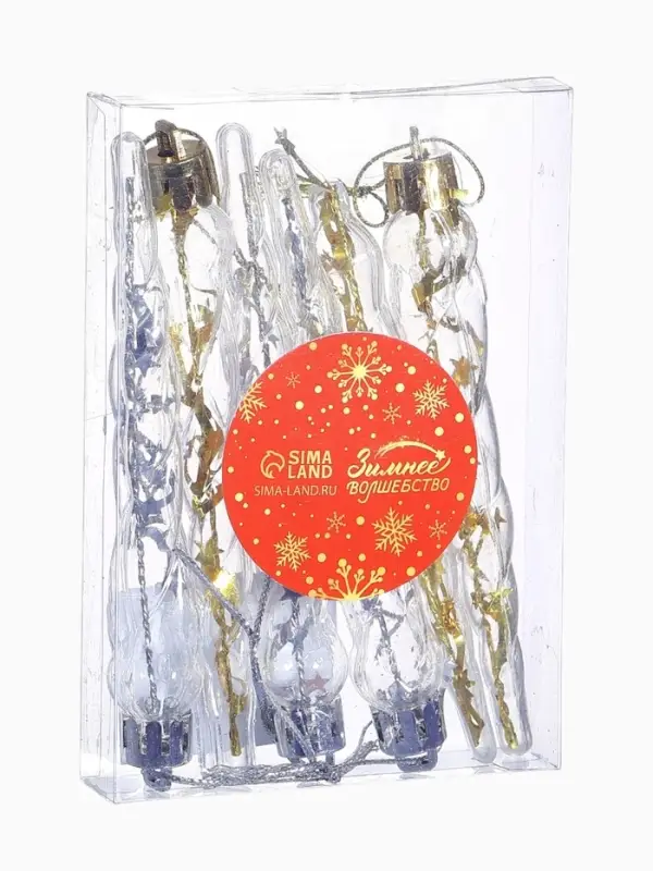 Ёлочные игрушки набор 6 шт. &laquo;Сосулька&raquo;, 11.5&times;1 см, золото/серебро