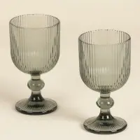 Бокалы для вина SL Home &laquo;Модерн&raquo;, 250 мл, 8&times;14.5 см, набор 2 шт., стекло, графитовые