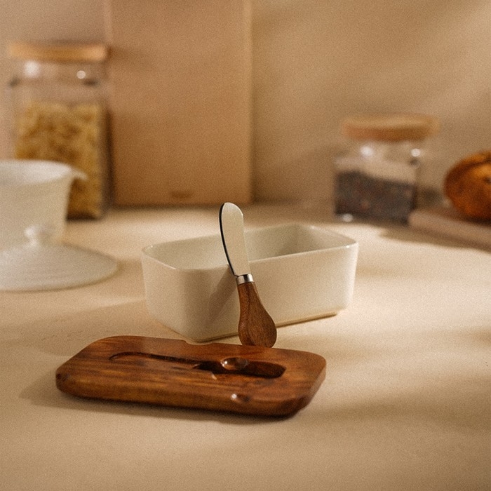 Паштетница фарфоровая с ножом SL Home «Южная акация», 2 предмета: паштетница с деревянной крышкой 650 мл, нож 12,3×3 см Паштетница фарфоровая с ножом SL Home «Южная акация», 2 предмета: паштетница с деревянной крышкой 650 мл, нож 12,3×3 см