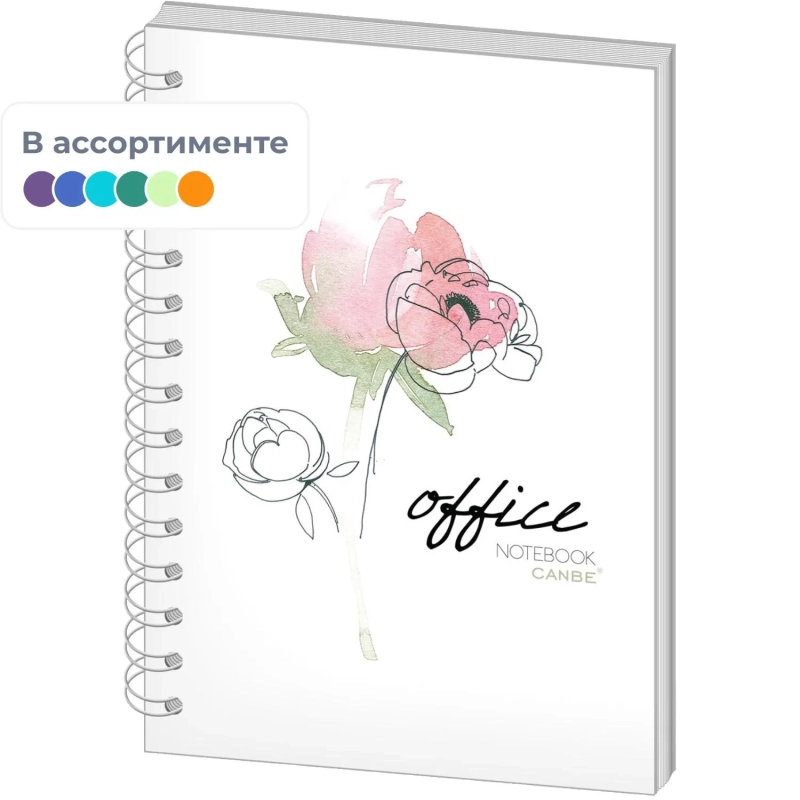 Бизнес-тетрадь 60л,кл,А5,Office Flowers,тв.пер,спир,УФ(СВА5-60OF)