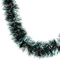 Мишура зеленая с заснеженными кончиками Новогодняя,длин 2м,диам 7см НУ-5467