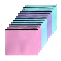 Набор папок-конверт на ZIP-молнии А5, 150 мкм, Calligrata Pastel, c черной молнией, полупрозрачные, пастель, 12 штук, микс