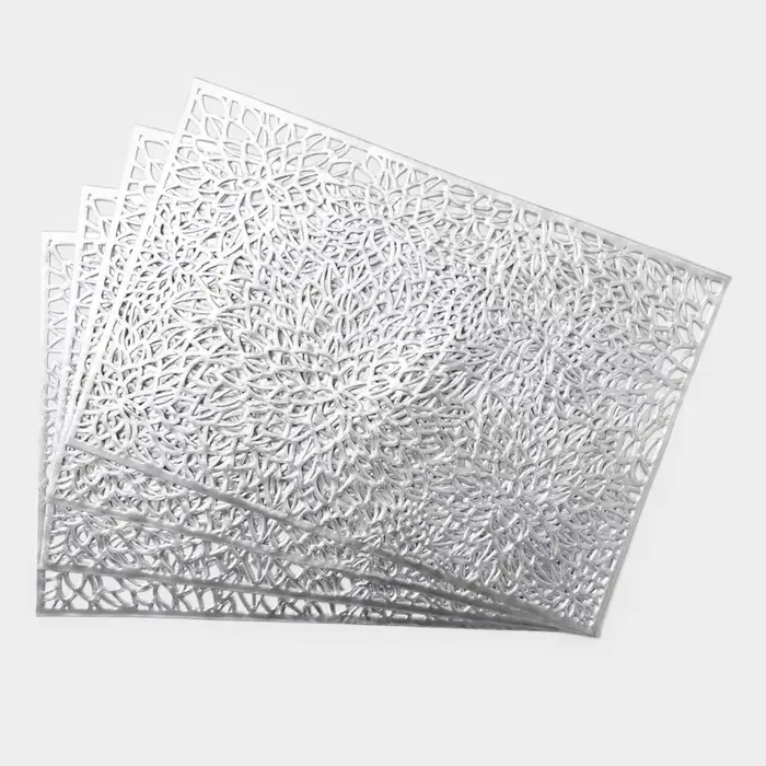 Салфетки сервировочные на стол Доляна &laquo;Астра&raquo;, 45&times;30 см, 4 шт., серебряные