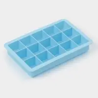 Форма для льда и заготовок Доляна &laquo;Кубик&raquo;, силикон, 11.7&times;18.7&times;3.4 см, 15 ячеек (3.4&times;3.4 см), голубая