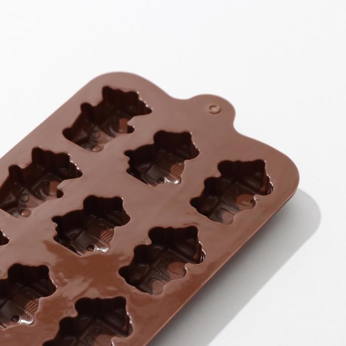 Форма для шоколада Доляна «Роботы», силикон, 21×11×1,5 см, 12 ячеек Форма для шоколада Доляна «Роботы», силикон, 21×11×1,5 см, 12 ячеек