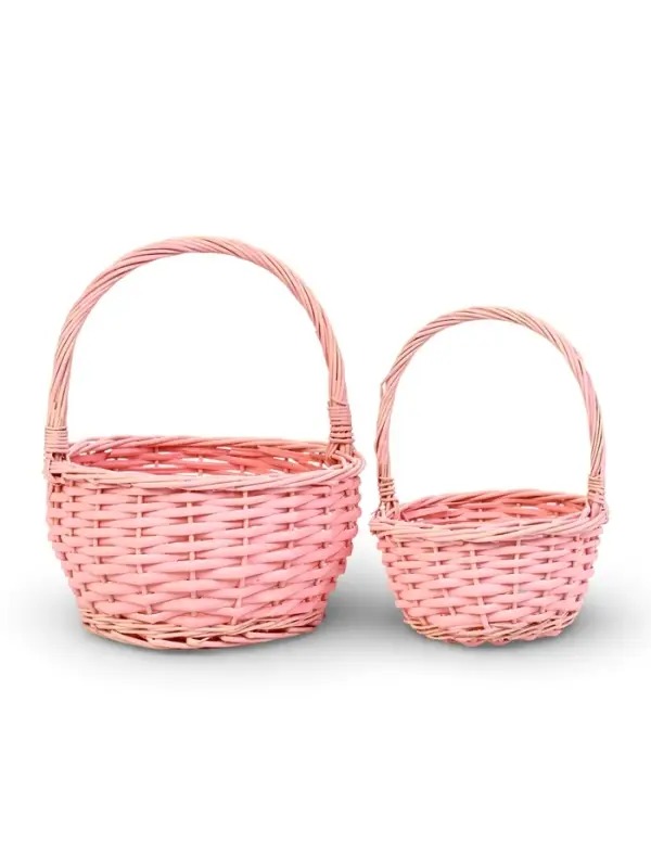 Набор корзин 2 шт  19х19х24, 15х15х8 см ручка h=14 см розовый
