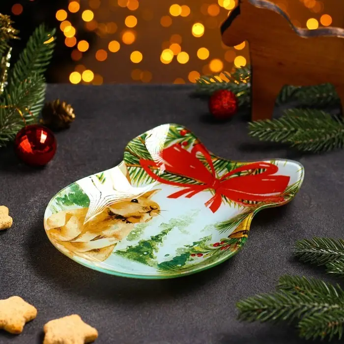 Блюдо стеклянное сервировочное Доляна «Бант. Кролик в лесу», 23×16,5 см Блюдо стеклянное сервировочное Доляна «Бант. Кролик в лесу», 23×16,5 см