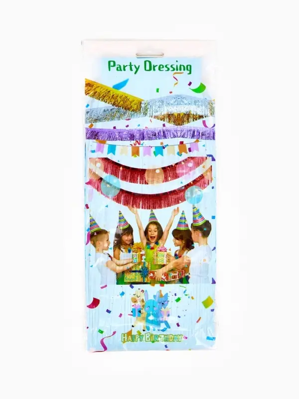 Гирлянда "Дождик" 3 метра с липким краем, цвет голубой