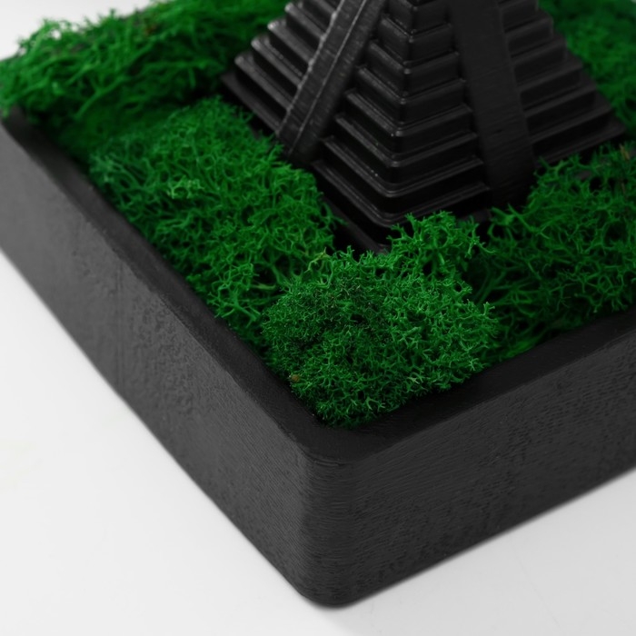 Кашпо бетонное Кашпо бетонное "Храм Солнца" высота 8 см 11,5х11,5 см черный со мхом (мох зелен. стабилиз.)