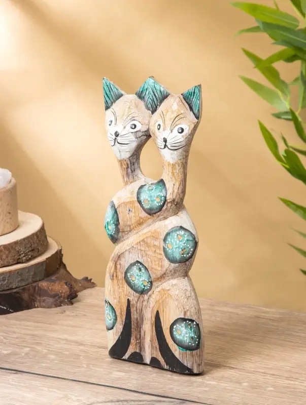 Сувенир интерьерный Сувенир интерьерный "Сиамские кошечки" 12х3х30 см, дерево, цв. зелёный