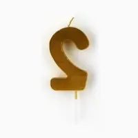 Свеча для торта, цифра «2», золото, 9,5 х 4 см