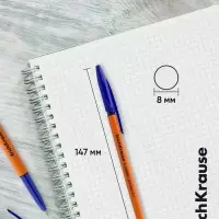 Набор ручек шариковых ErichKrause Slender Stick Orange, Super Glide, 8 штук, уз 0.7 мм, син