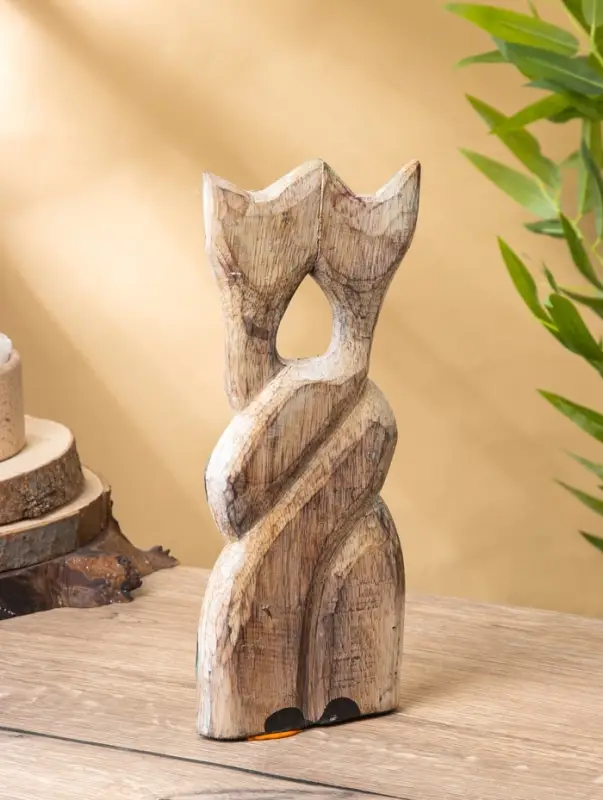 Сувенир интерьерный Сувенир интерьерный "Сиамские кошечки" 12х3х30 см, дерево, цв. зелёный