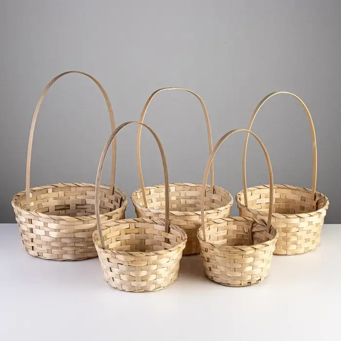 Набор корзин плетёных (бамбук), 17xH9xH30, 19×9.5×32, 21×10×3.24×11×35, 26×11×37, 5 шт.
