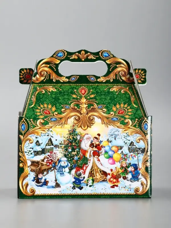 Подарочная новогодняя коробка «ЧУДО ТРОЙКА в золоте» 20×12×19 см Подарочная новогодняя коробка «ЧУДО ТРОЙКА в золоте» 20×12×19 см