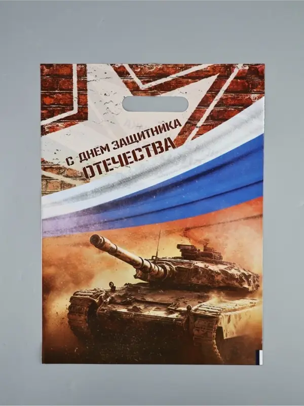 Пакет Пакет "С Днём Защитника Отечества", полиэтиленовый с вырубной ручкой, 30х40 см, 50 мкм