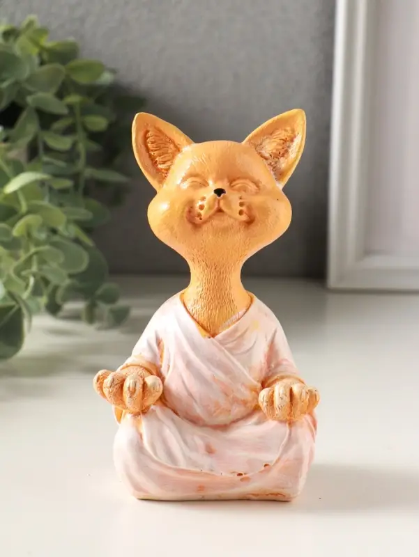 Статуэтка "Кот в позе лотоса" 12х7х5 см, гипс, рыжий