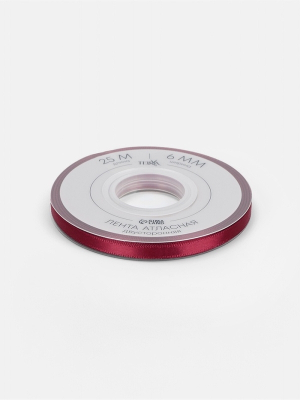 Лента атласная двухсторонняя №0789 6мм*25±1м бордовый TR