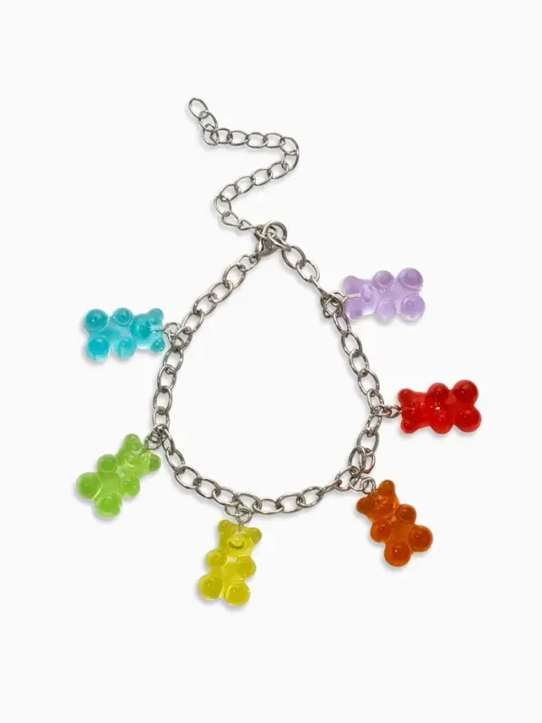 Браслет цепочка &laquo;Мармеладные мишки&raquo;, L=17 см, разноцветный в серебре