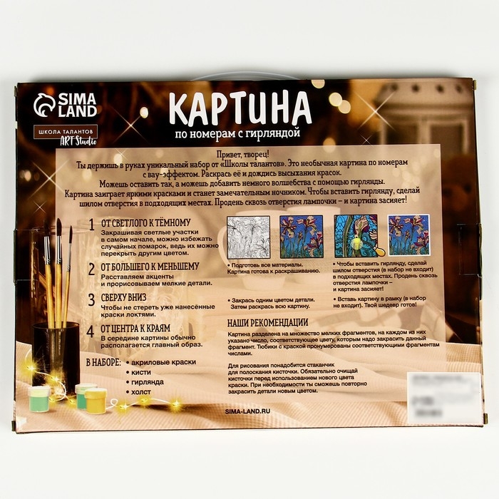 Картина по номерам с подрамником и гирляндой «Дракоша с гирляндой», 20 х 30 см Картина по номерам с подрамником и гирляндой «Дракоша с гирляндой», 20 х 30 см