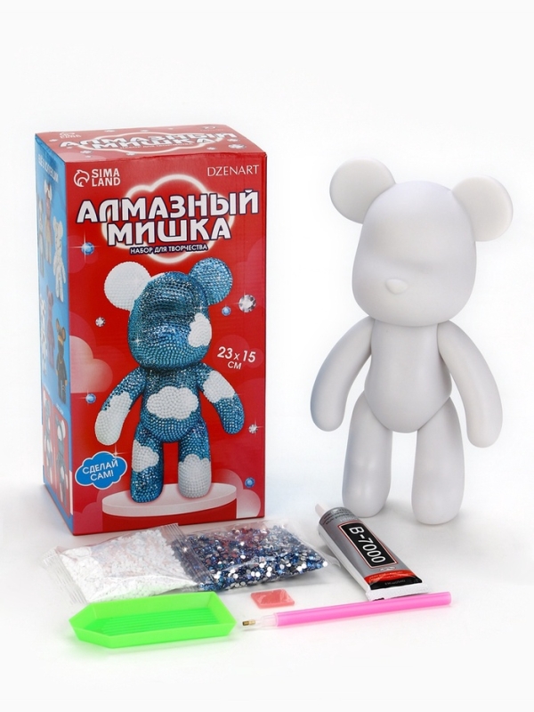 Алмазная мозаика на фигурке с полным заполнением «Медведь», голубое небо с облаками Алмазная мозаика на фигурке с полным заполнением «Медведь», голубое небо с облаками