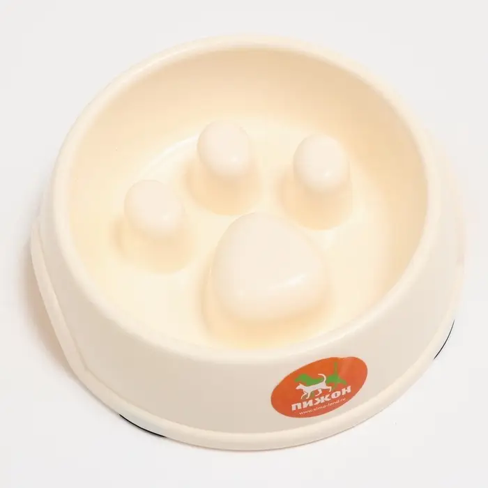 Миска для медленного кормления &laquo;Лапа&raquo;, 800 мл, пластик, бежевая