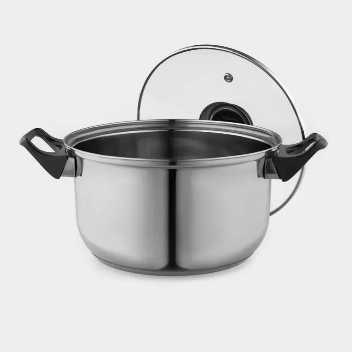 Кастрюля Доляна &laquo;Чёрная ночь&raquo;, 2.2 л, d=18 см, с крышкой, капсульное дно, нержавеющая сталь, хромированная