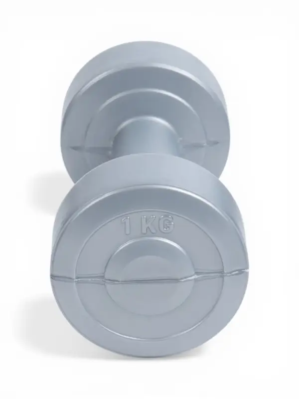 Гантели виниловые, 2 шт., 1 кг, серебристый металлик